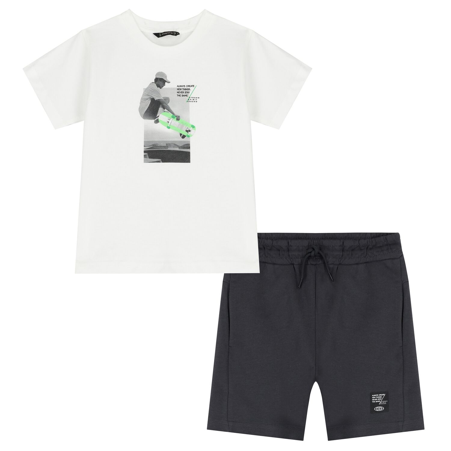 Boys White & Grey Shorts Set, 2, hi-res image number null