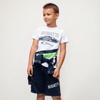 شورت أولاد بالشعار باللون الكحلي, 1, hi-res