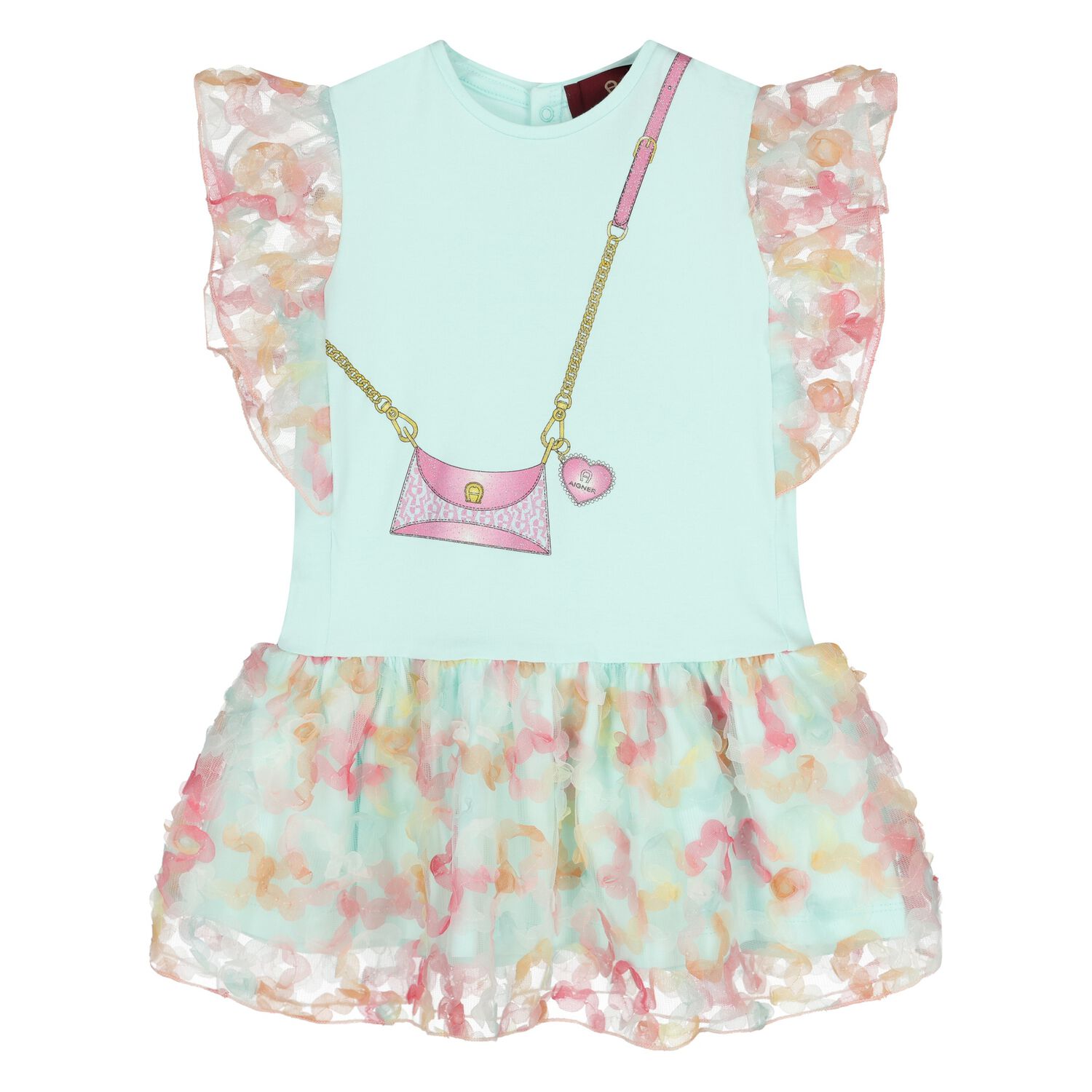 Younger Girls Green Bag Logo Dress, 1, hi-res