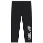 Younger Girls Black Logo Leggings, 1, hi-res