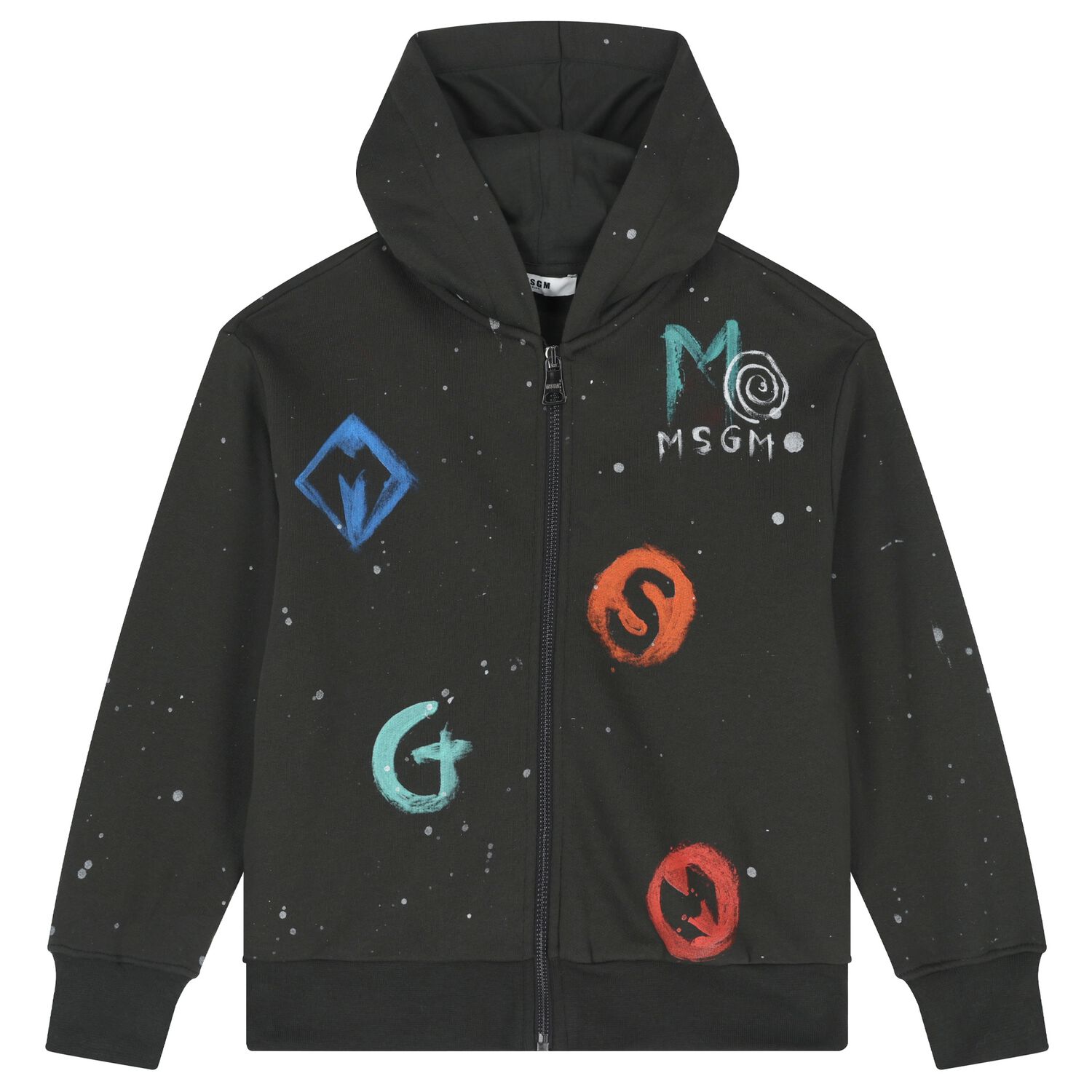 قميص أسود بغطاء رأس وسحّاب, 1, hi-res