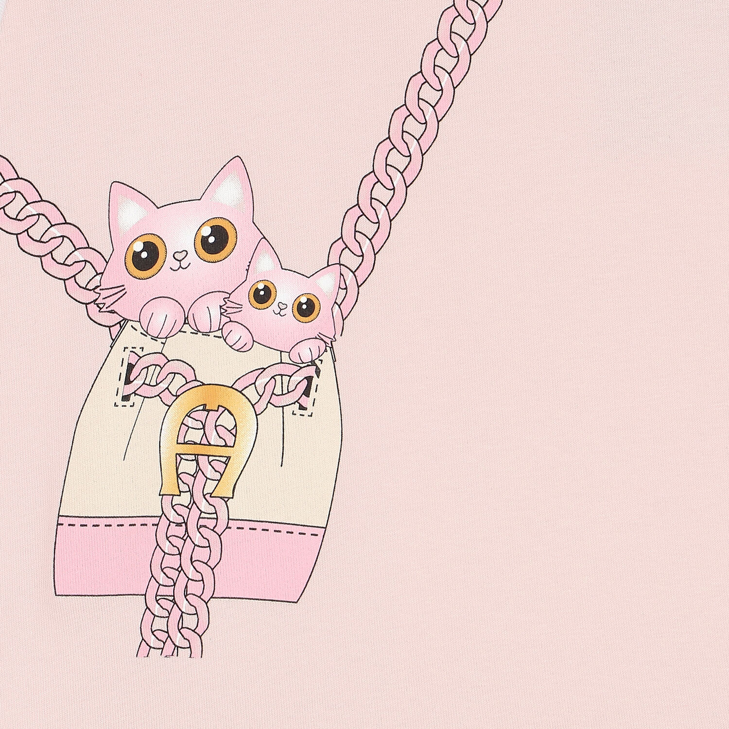 Younger Girls Pink Bag Print Dress, 3, hi-res