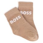 Baby Boys Beige, White & Black Logo Socks ( 3-Pack ) , 1, hi-res