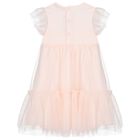 Girls Pink Logo Tulle Dress, 1, hi-res