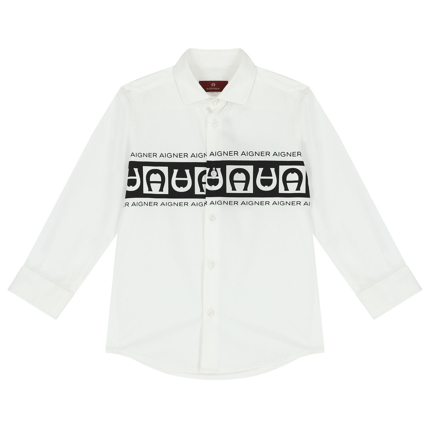 Boys White Logo Shirt, 1, hi-res