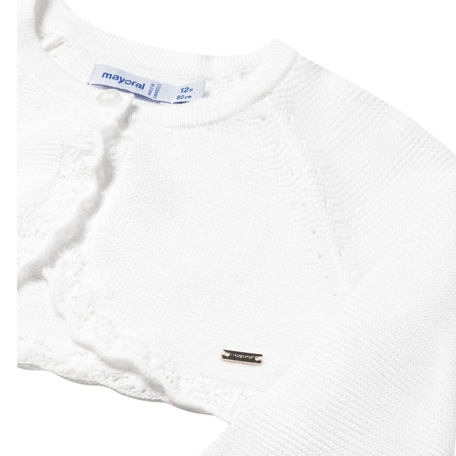 Younger Girls White Knitted Cardigan, 1, hi-res image number null