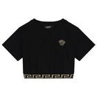 تيشيرت بنات بالشعار باللون الأسود, 1, hi-res