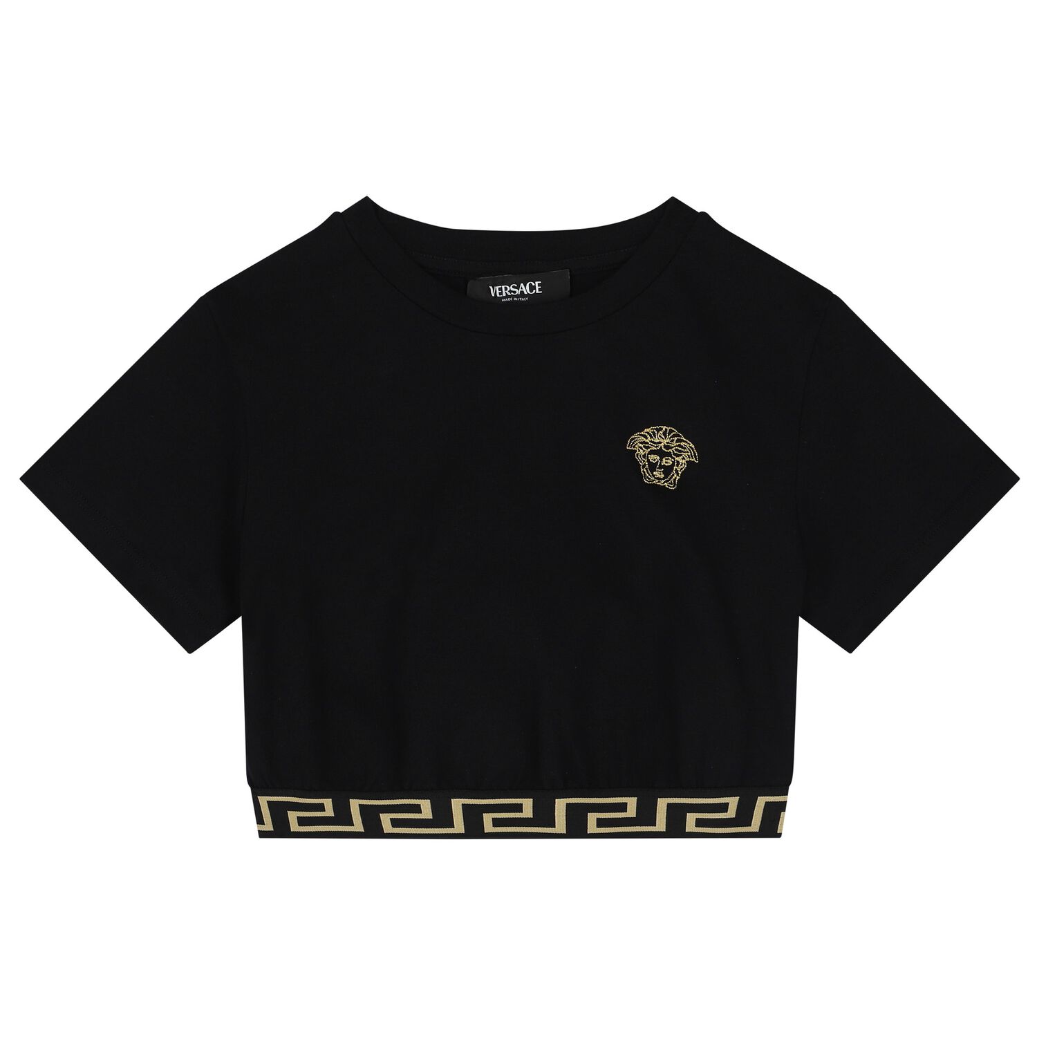 تيشيرت بنات بالشعار باللون الأسود, 1, hi-res