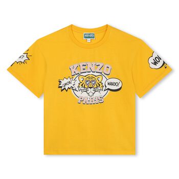 Girls Yellow Tiger Logo T-Shirt