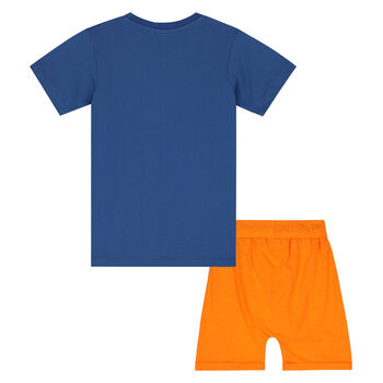 Boys Blue & Orange Camera Shorts Set
