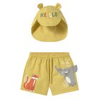 طقم سباحة للأولاد الصغار على شكل فيل ونمر باللون الأصفر, 2, hi-res
