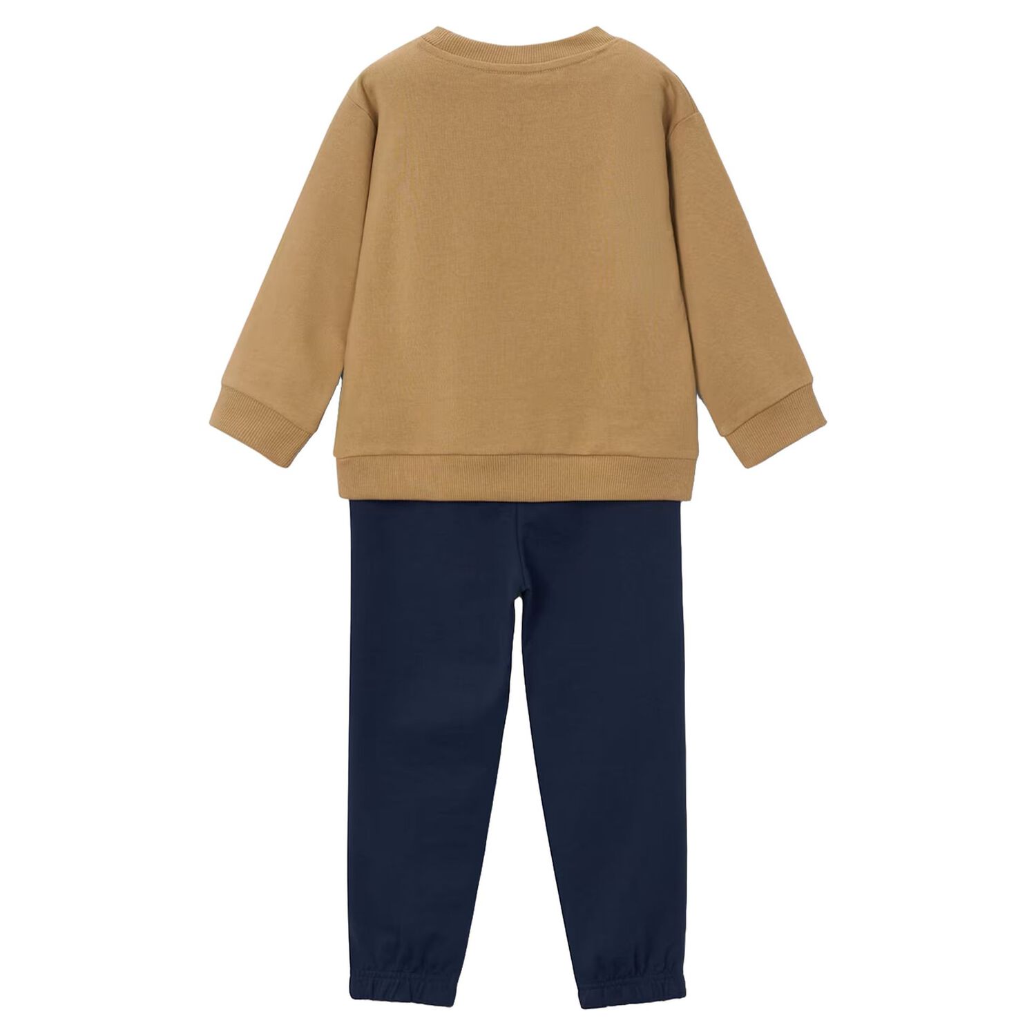 Boys Beige & Navy Blue Tracksuit, 1, hi-res