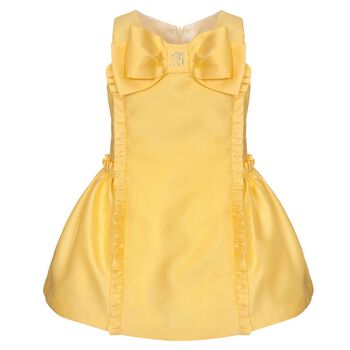 Girls Yellow Satin Dress
