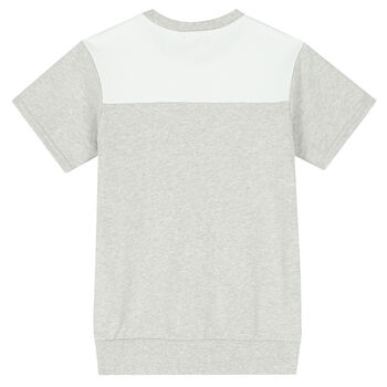 Girls White & Grey Logo Dress