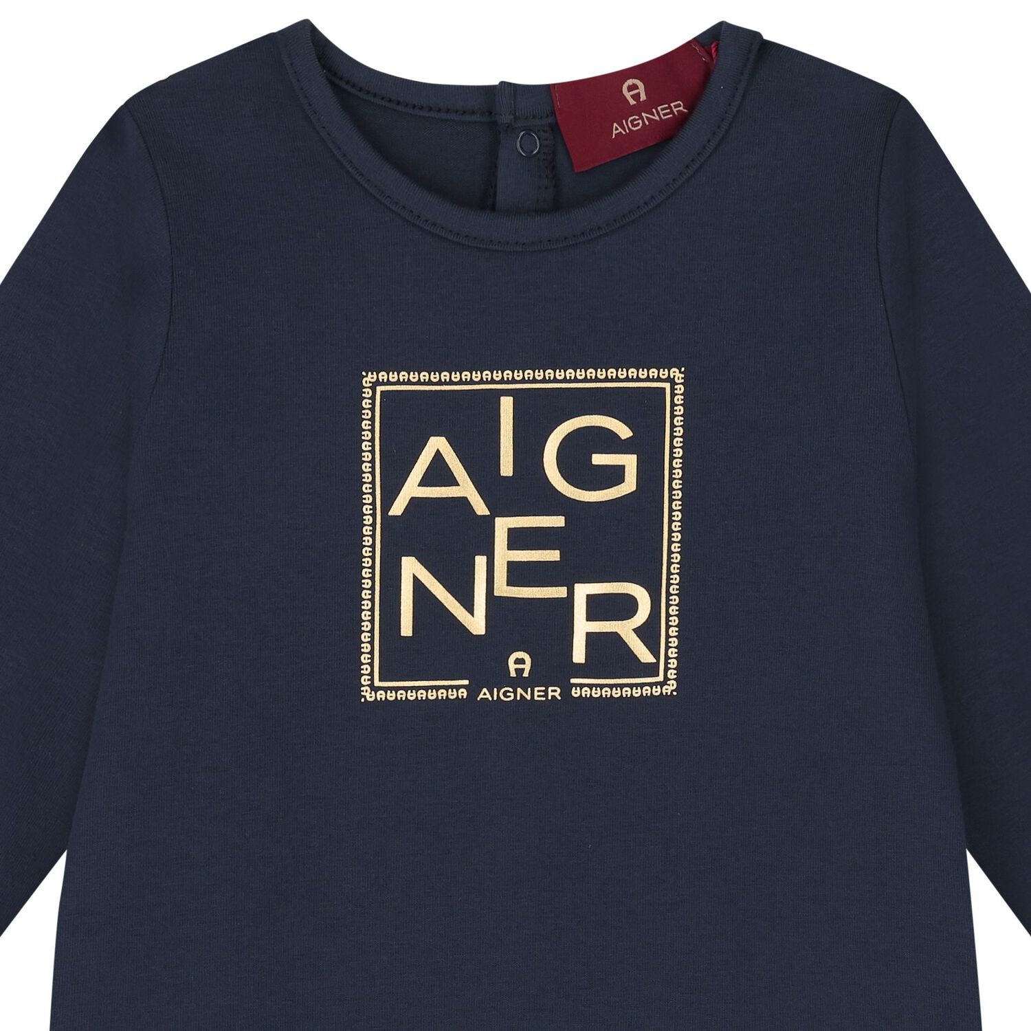 طقم هدايا ملابس أطفال وقبعة ومريلة باللون الكحلي والذهبي للأولاد, 1, hi-res