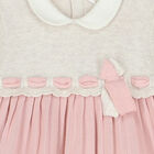 Baby Girls Ivory & Pink Knitted Dress, 1, hi-res