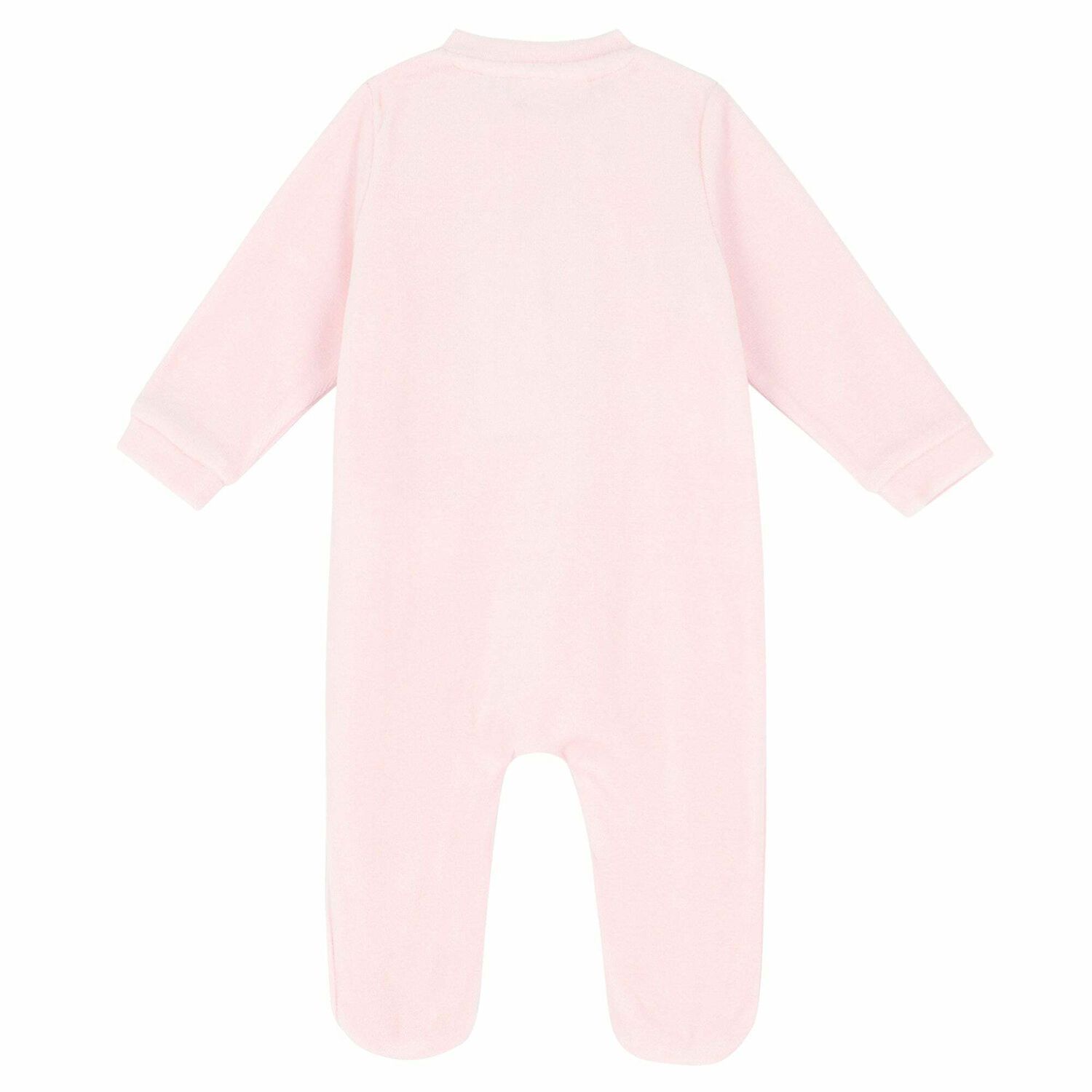 Baby Girls Pink Velour Babygrow, 3, hi-res