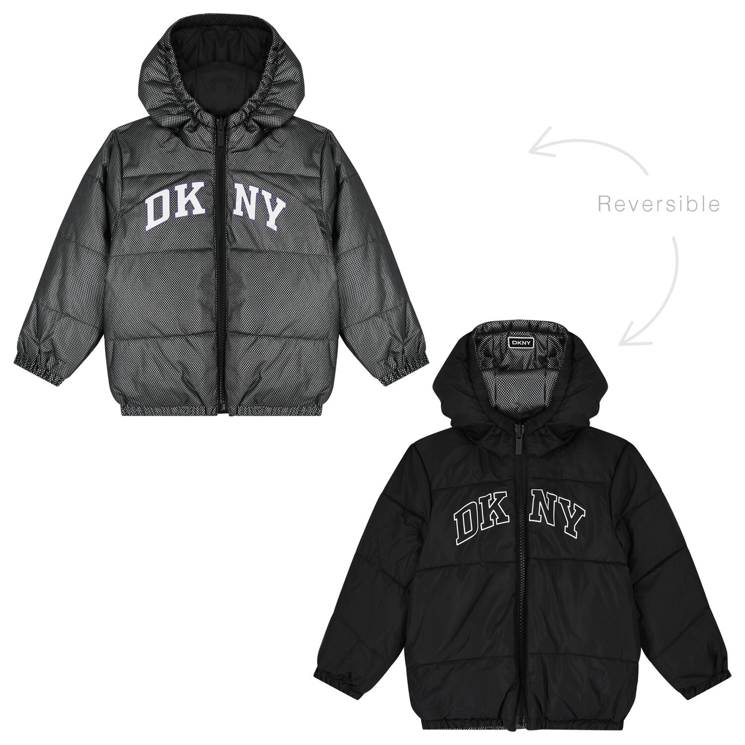 Black Logo Reversible Puffer Jacket, 1, hi-res image number null