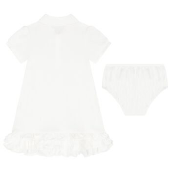 Baby Girls White Logo Polo Dress Set