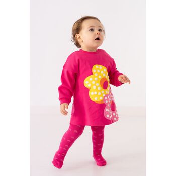 Girls Pink Flower Dress Set