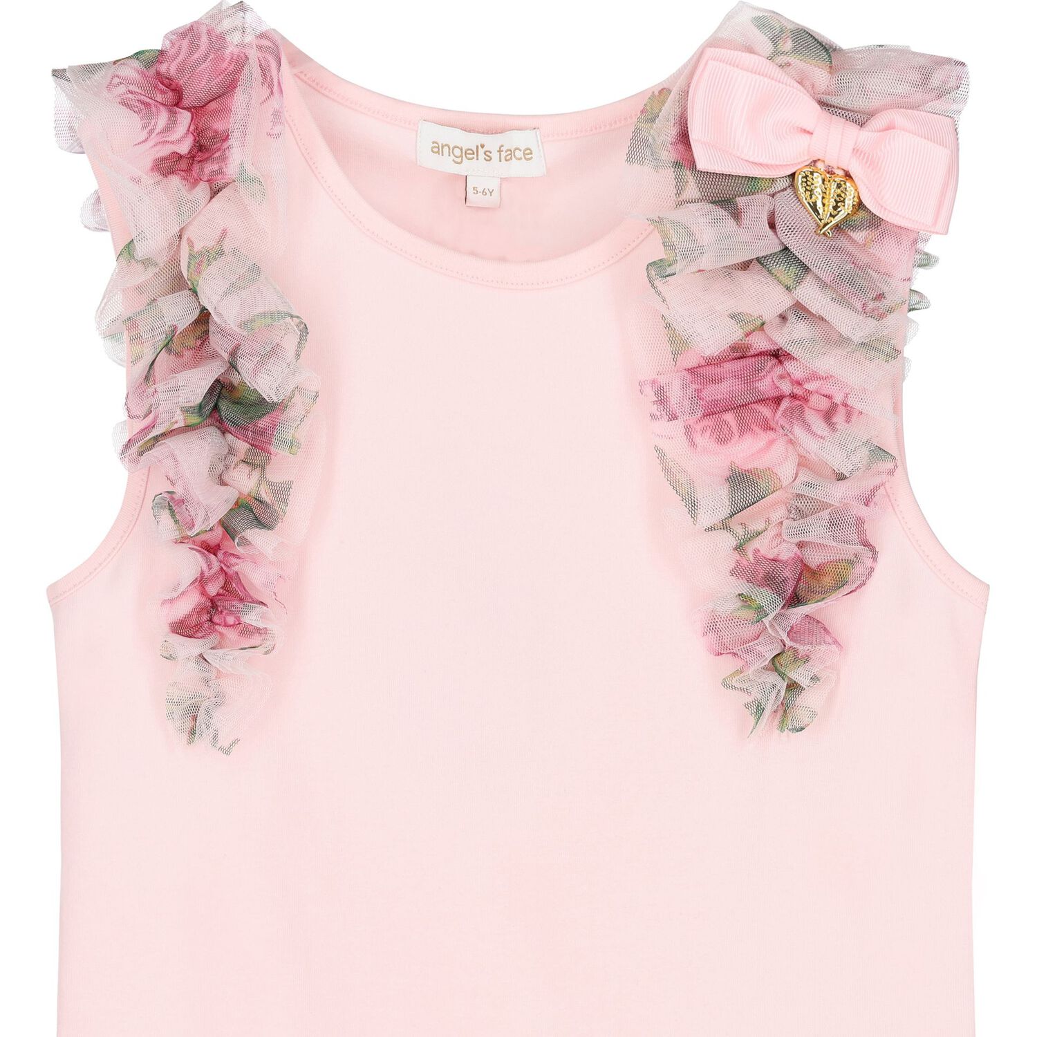 Girls Pink Ruffled Tulle Top, 2, hi-res