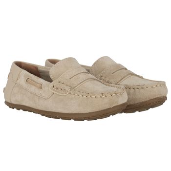 Boys Beige Suede Leather Moccasins 