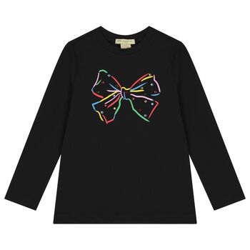 Girls Black Embellished Long Sleeve Top