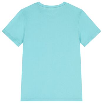 Boys Aqua Teddy Bear Logo T-Shirt