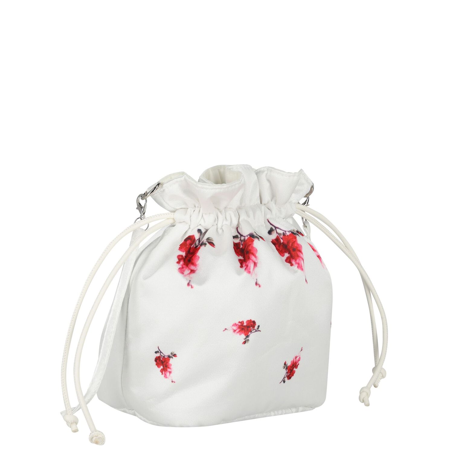 Girls Ivory Floral Satin Bag, 1, hi-res