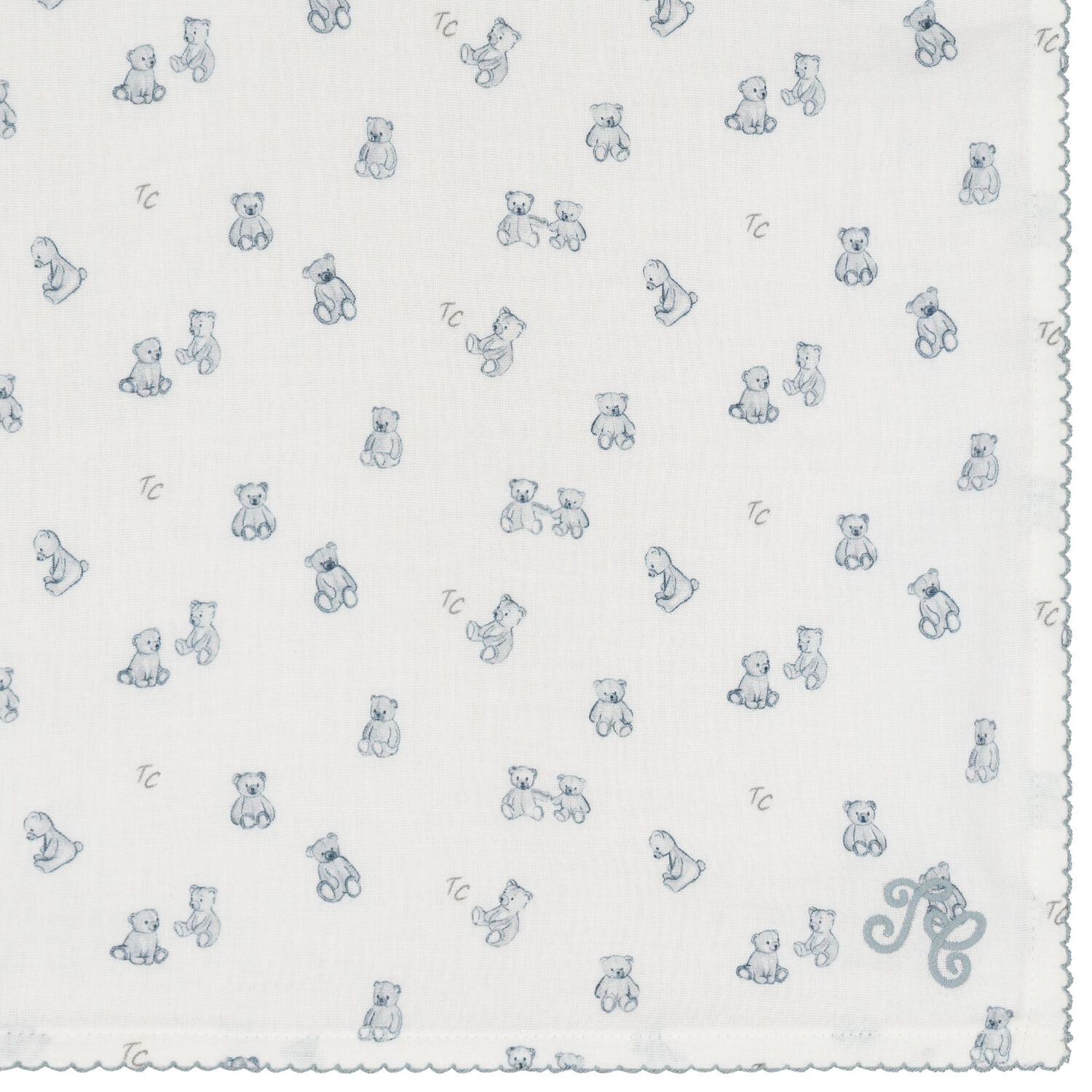Baby Boys Ivory & Blue Teddy Bear Blanket, 1, hi-res