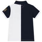 Boys White Logo Polo Shirt, 1, hi-res