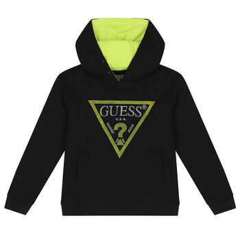 Boys Black Logo Hooded Top