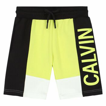 Boys Yellow & Black Logo Shorts