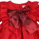 Girls Red Bow Satin Dress, 3, hi-res