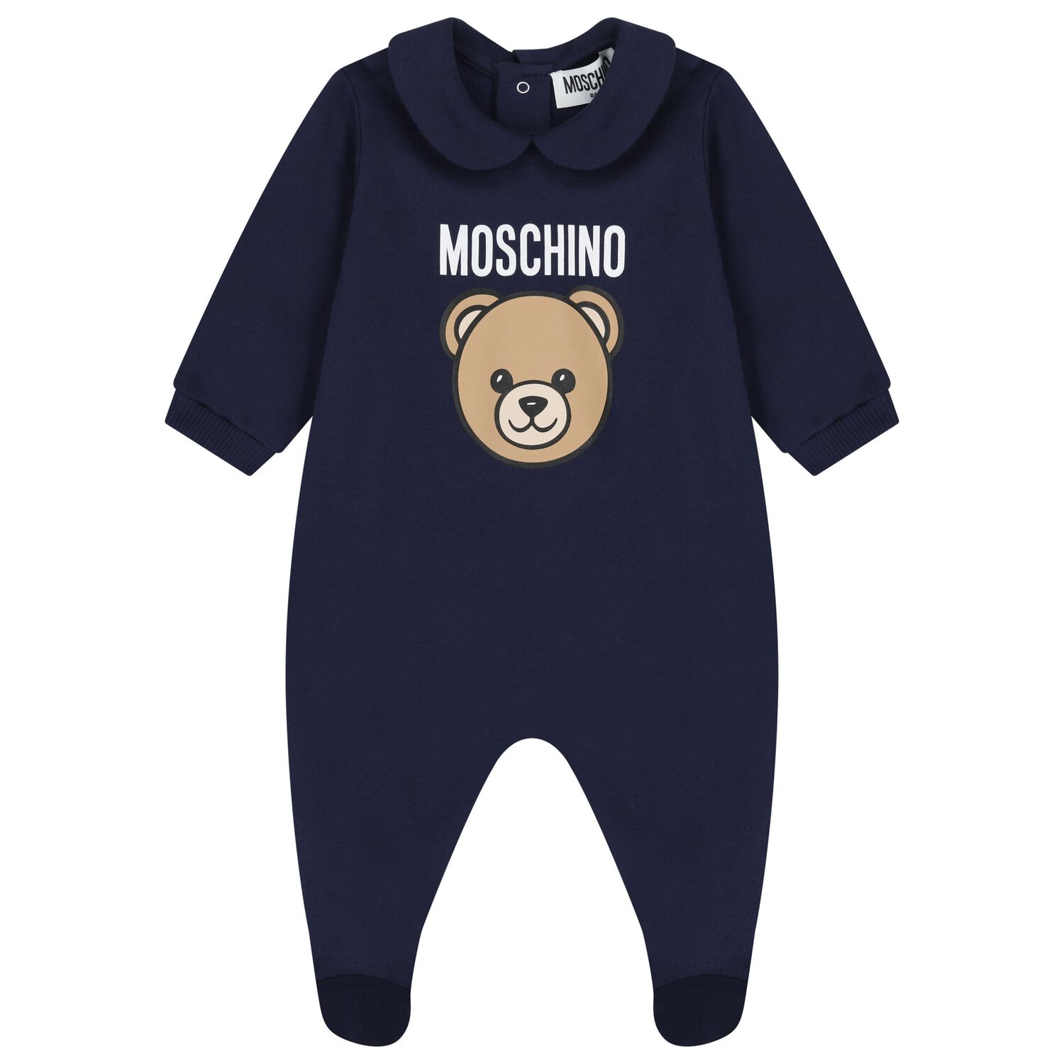 Navy Blue Teddy Bear Logo Babygrow, 5, hi-res
