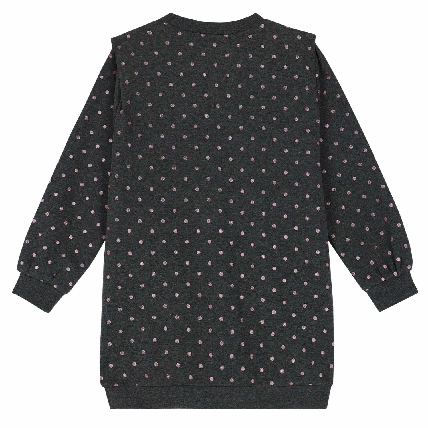 Girls Grey Dots Sweatshirt Dress, 1, hi-res image number null
