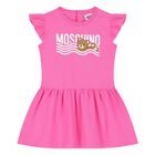 Younger Girls Pink Teddy Bear Logo Dress, 2, hi-res