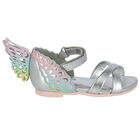 Younger Girls Silver Butterfly Sandals, 1, hi-res