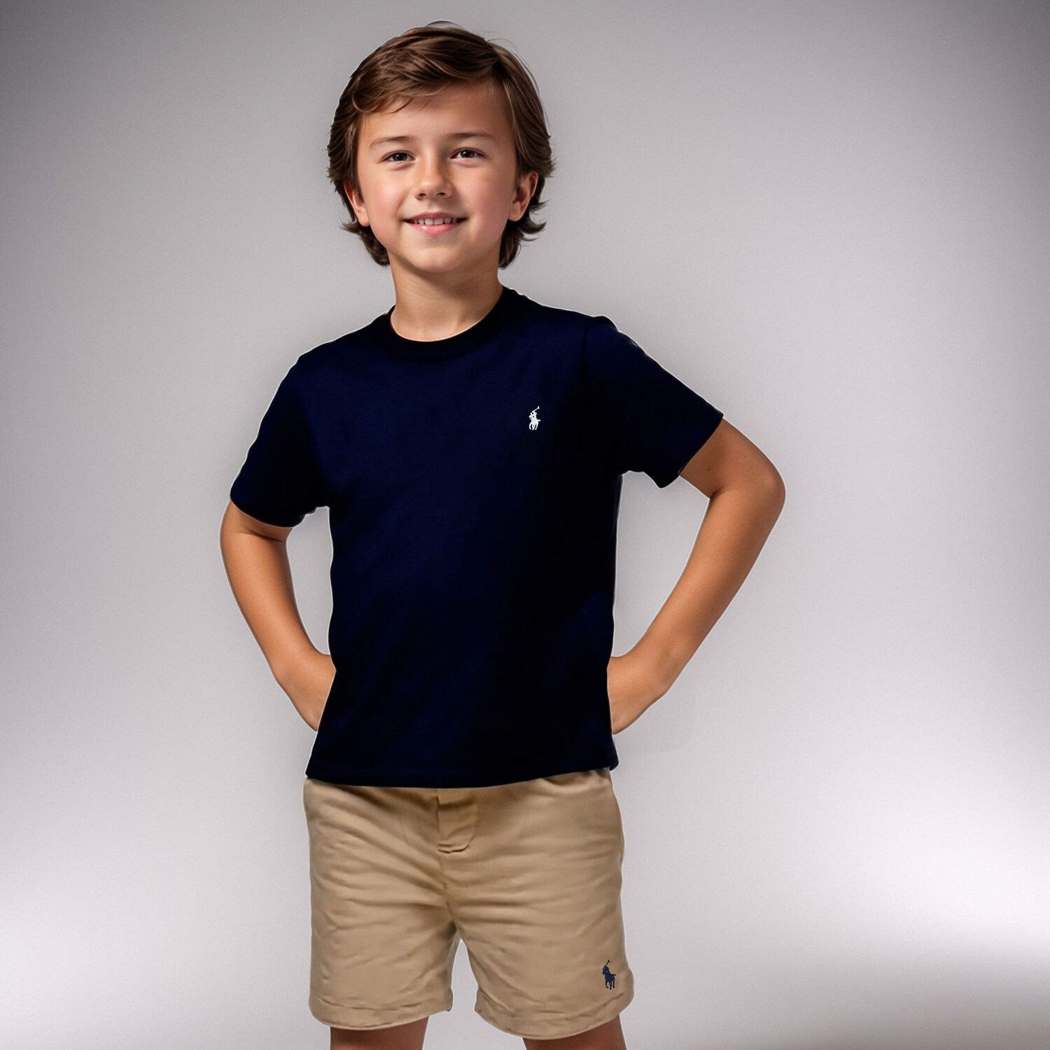 Boys Beige Logo Shorts, 2, hi-res image number null