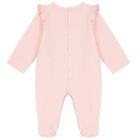 Baby Girls Pink Logo Ruffled Babygrow, 2, hi-res