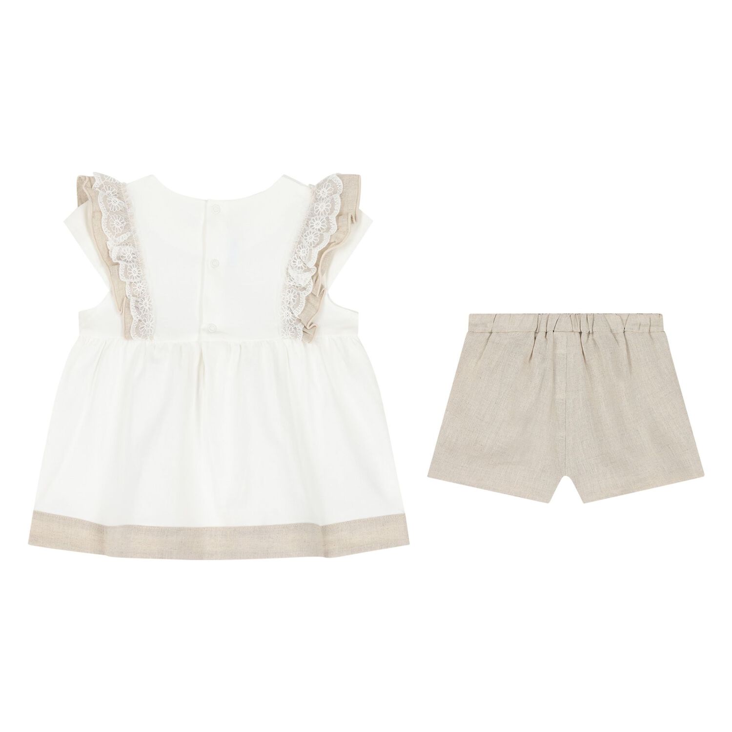 Younger Girls Ivory & Beige Dress Set, 1, hi-res