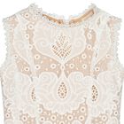 Girls White & Beige Lace Dress, 1, hi-res