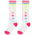 Girls White Logo Socks, 1, hi-res