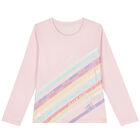 Girls Pink Logo Long Sleeve Top, 2, hi-res