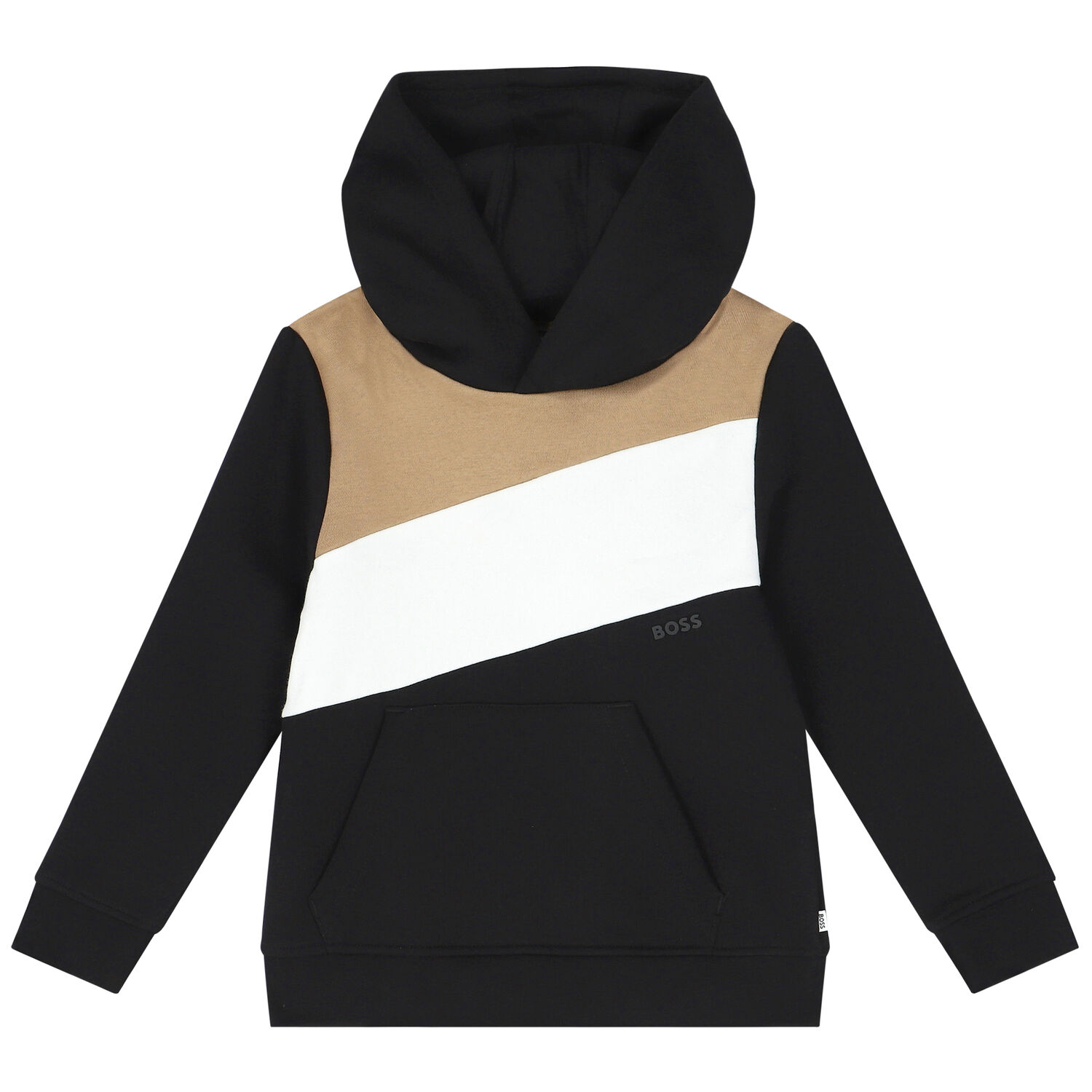 Boys Black Logo Hooded Top, 1, hi-res image number null