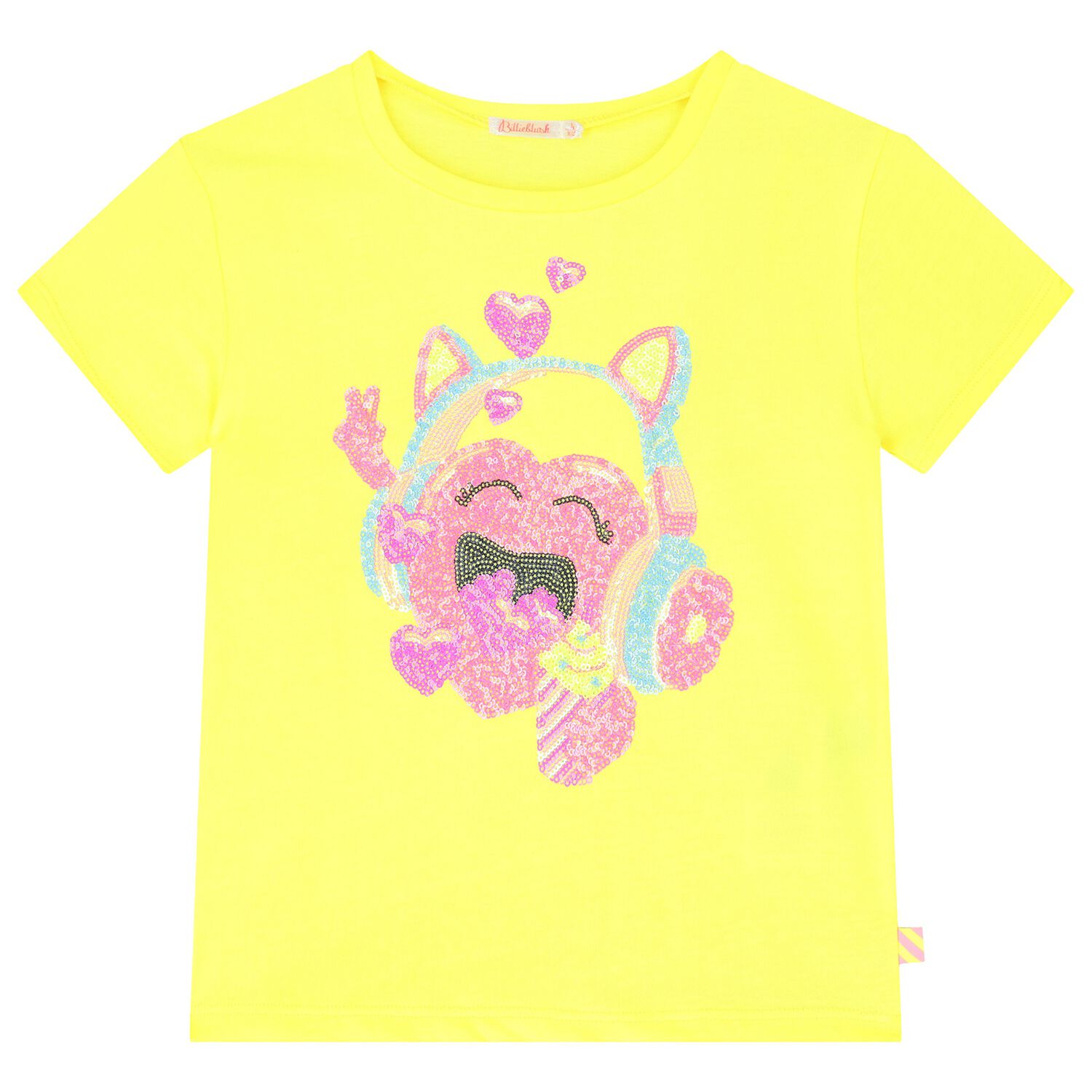 Girls Yellow Sequin T-Shirt, 2, hi-res image number null