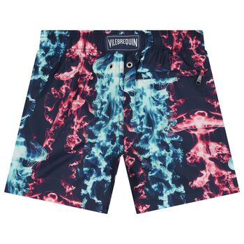 Boys Navy Blue Coral Swim Shorts