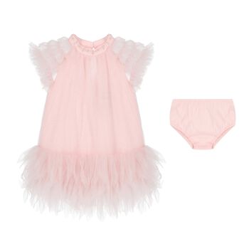 Baby Girls Pink Glitters Tulle Dress Set