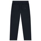Boys Navy Blue Logo Trousers, 1, hi-res