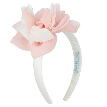 Girls White & Pink Flower Headband